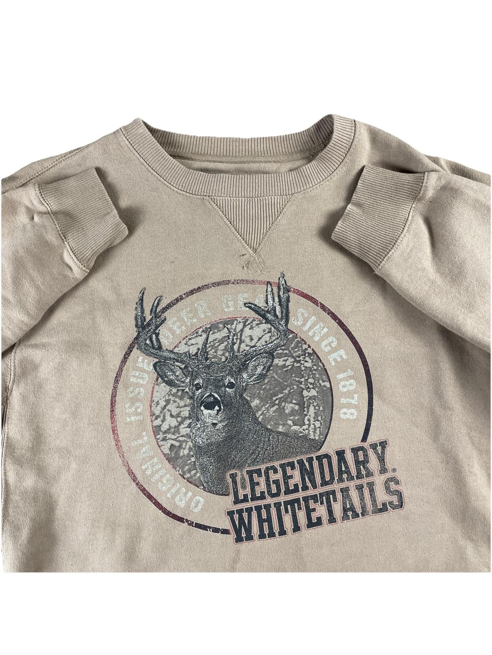 Rare Y2k Legendary Whitetails Crewneck Sweatshirt Graphic Print Sweater Beige L